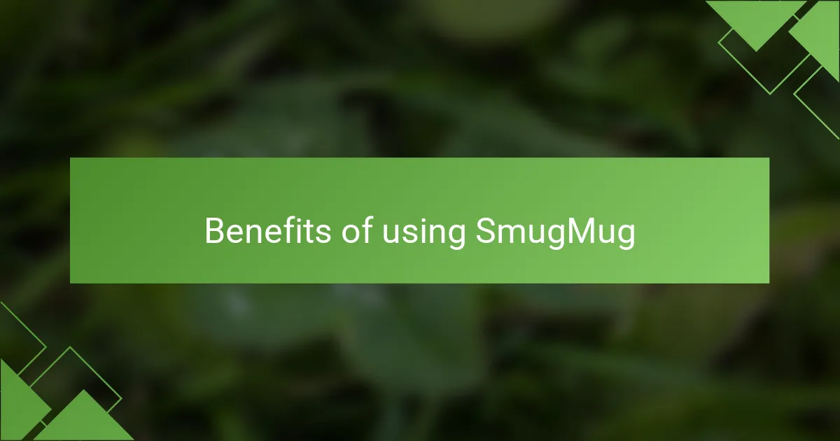 Benefits of using SmugMug