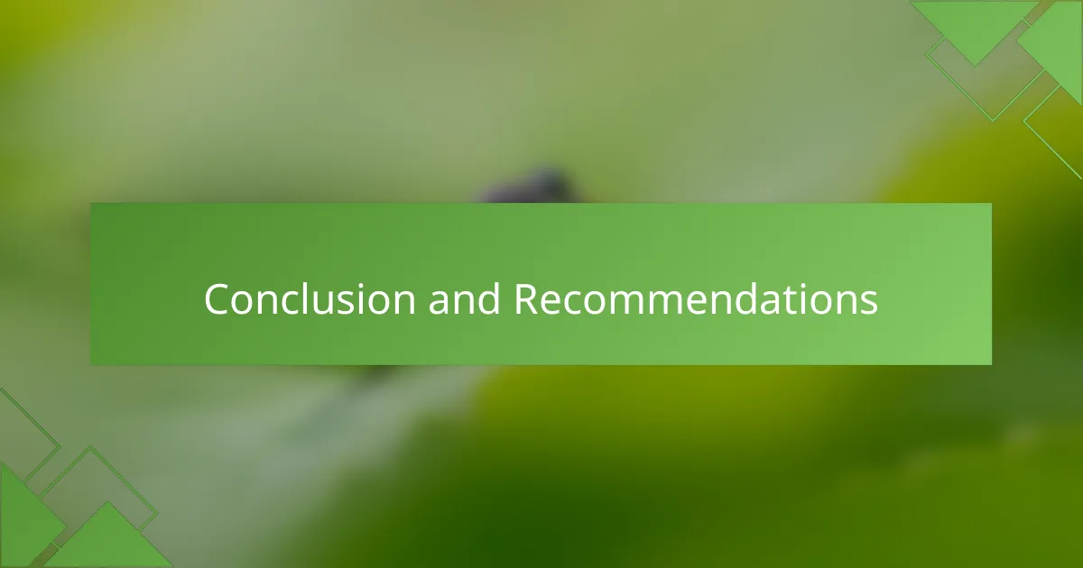 Conclusion and Recommendations