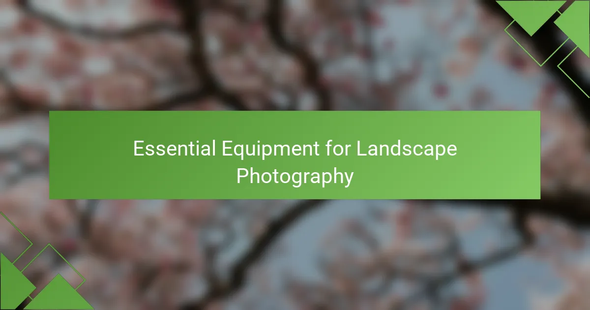 Essential Equipment for Landscape Photography