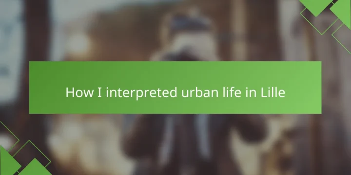 How I interpreted urban life in Lille