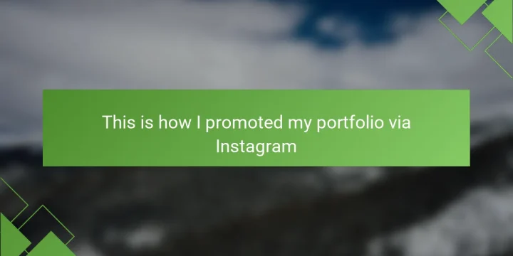 This is how I promoted my portfolio via Instagram
