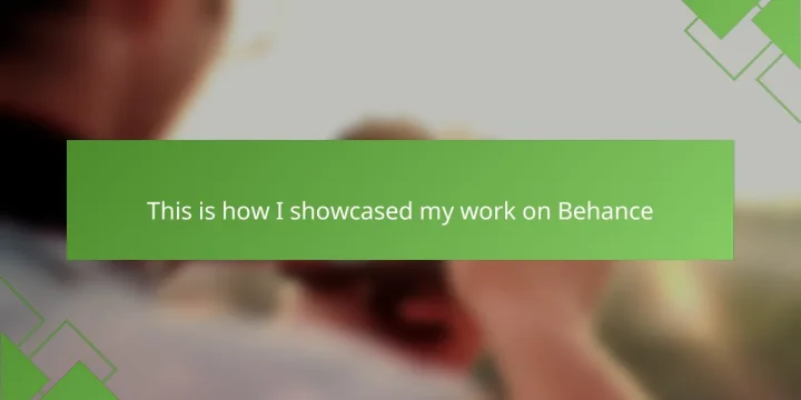 This is how I showcased my work on Behance