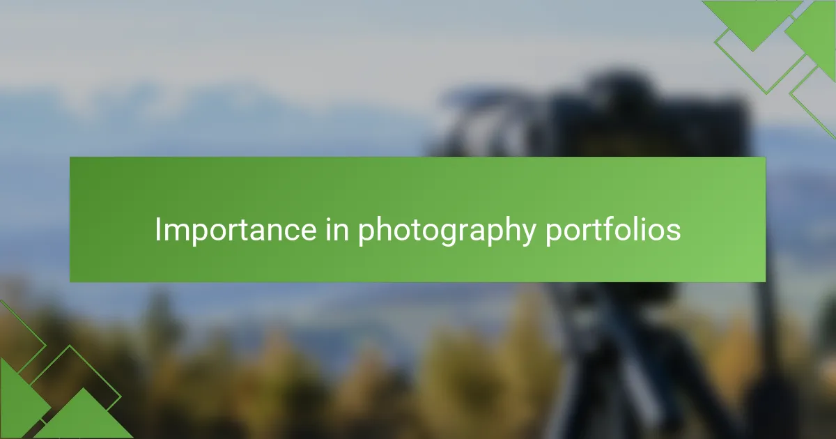 Importance in photography portfolios