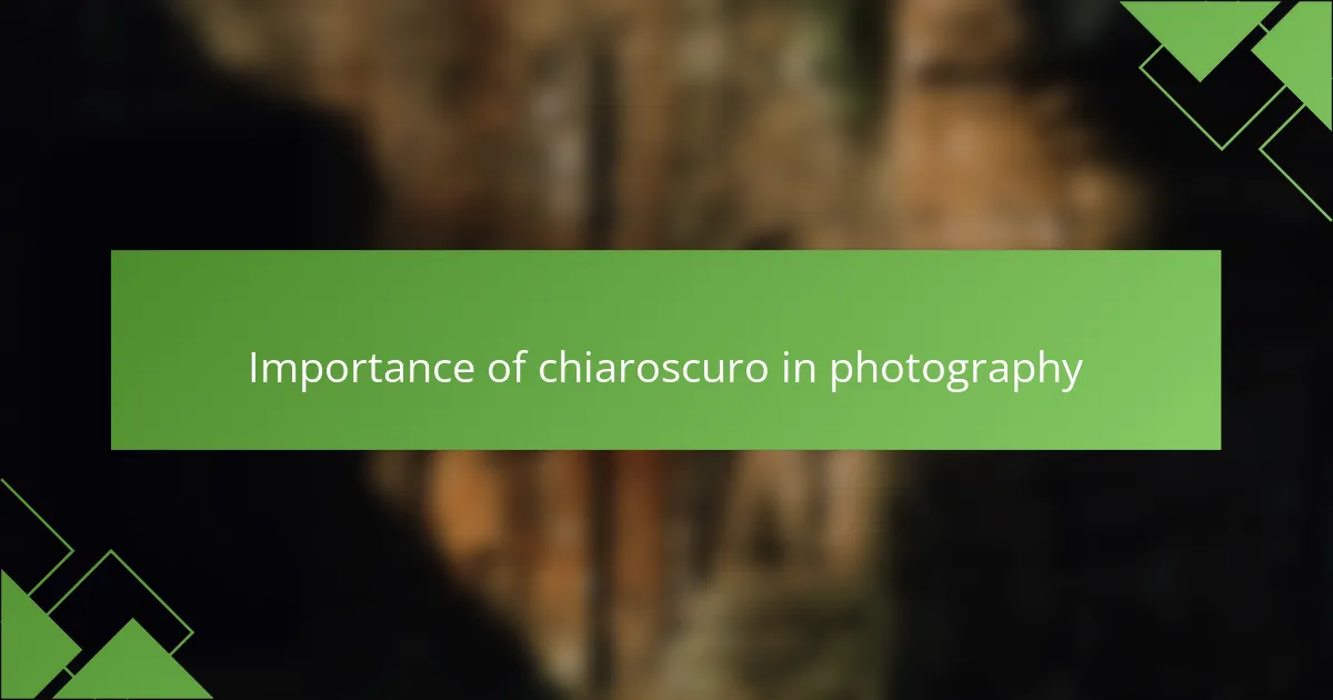 Importance of chiaroscuro in photography
