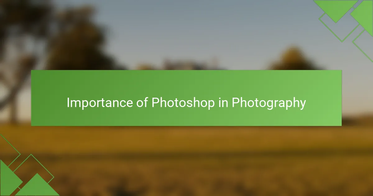 Importance of Photoshop in Photography