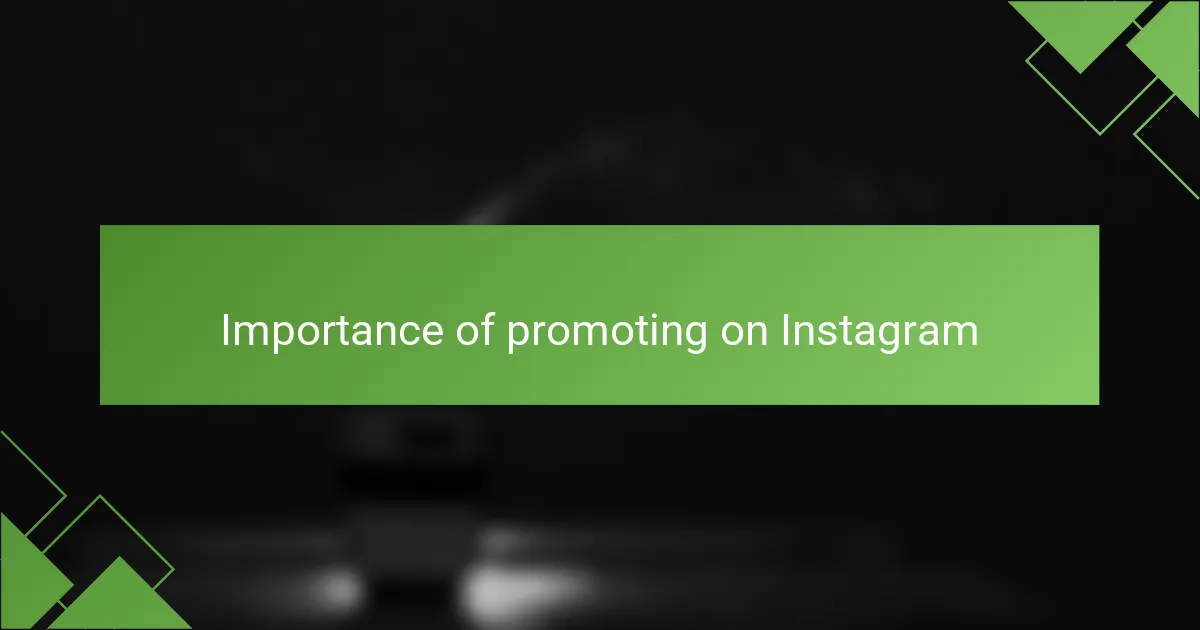 Importance of promoting on Instagram