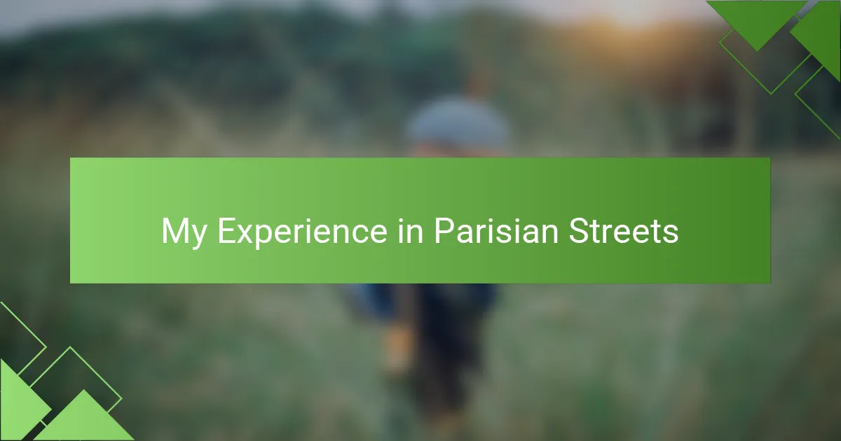 My Experience in Parisian Streets