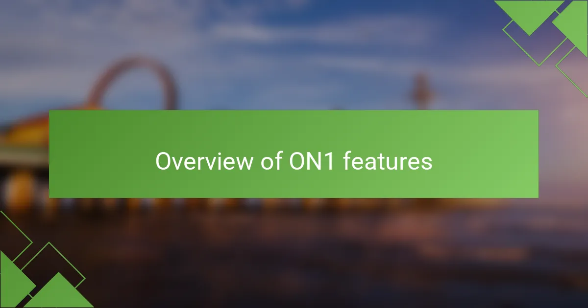Overview of ON1 features