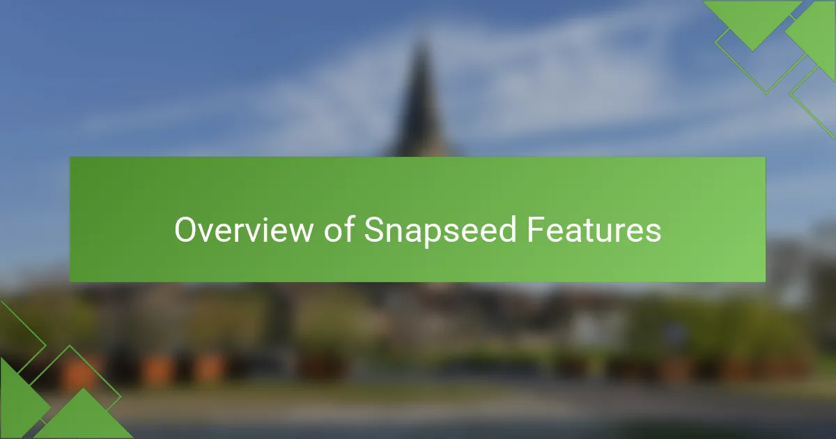Overview of Snapseed Features