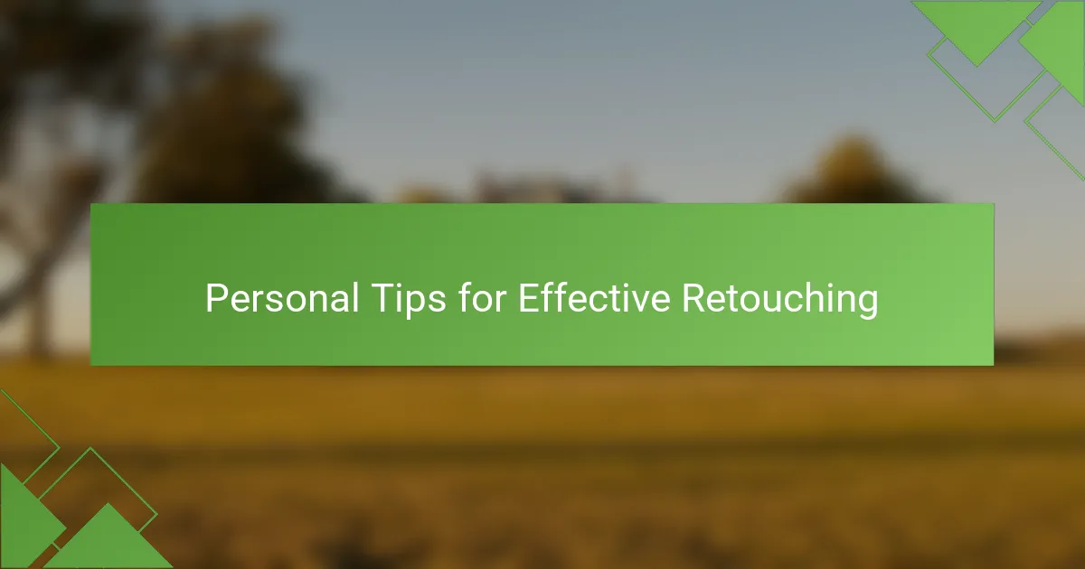 Personal Tips for Effective Retouching