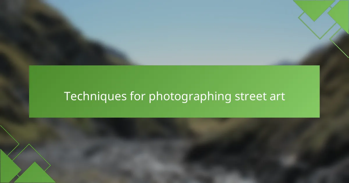 Techniques for photographing street art