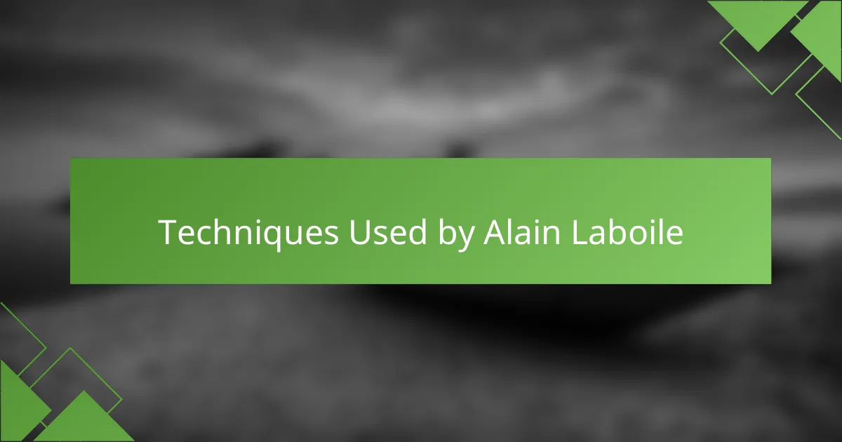 Techniques Used by Alain Laboile